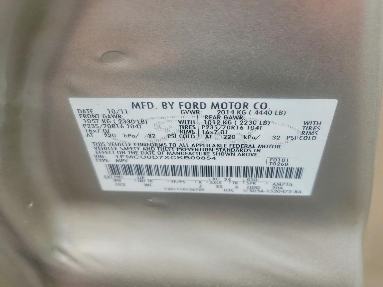 2012 FORD ESCAPE XLT photo 13