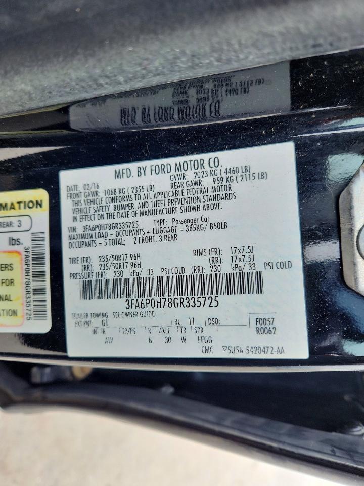 2016 FORD FUSION SE photo 23