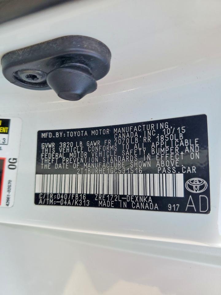 2016 TOYOTA COROLLA LE photo 12