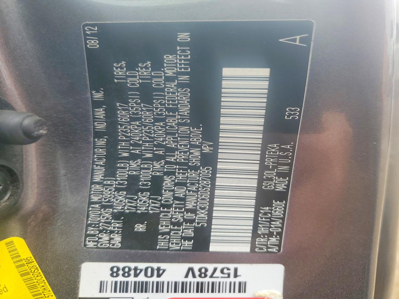 2013 TOYOTA SIENNA LE 8-PASSENGER photo 13