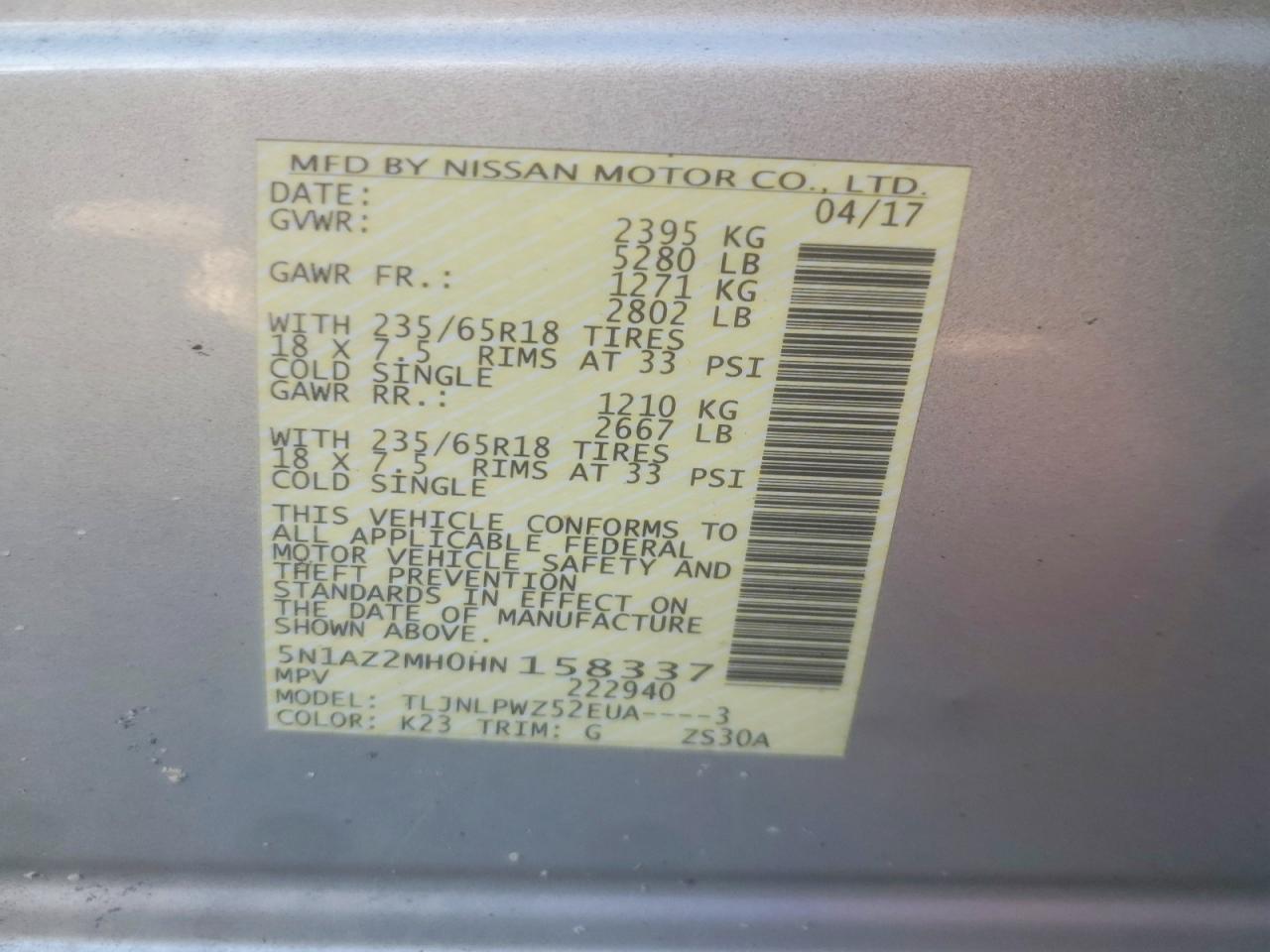 2017 NISSAN MURANO S photo 37