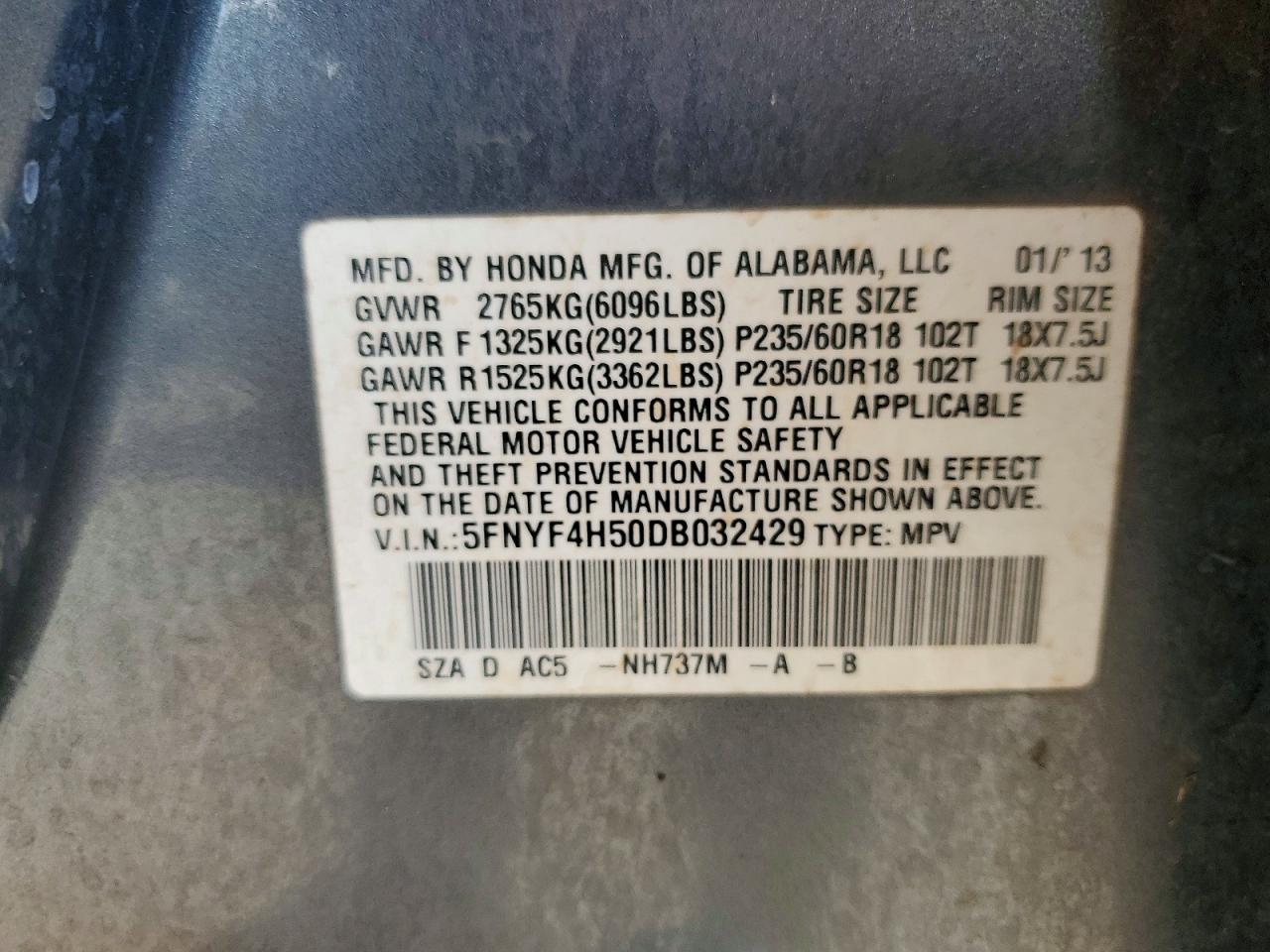 2013 HONDA PILOT EXL photo 25