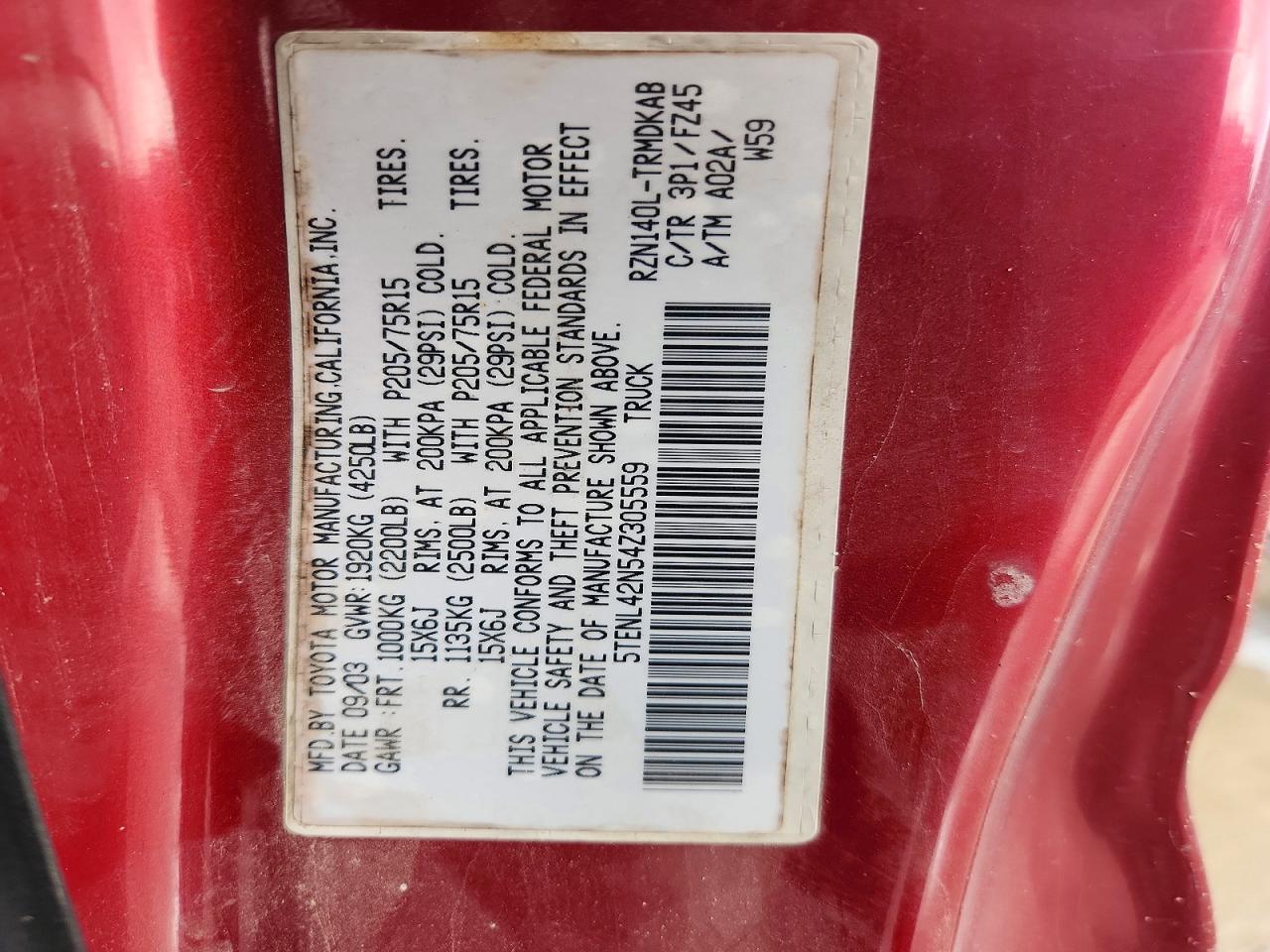 2004 TOYOTA TACOMA BASE photo 34