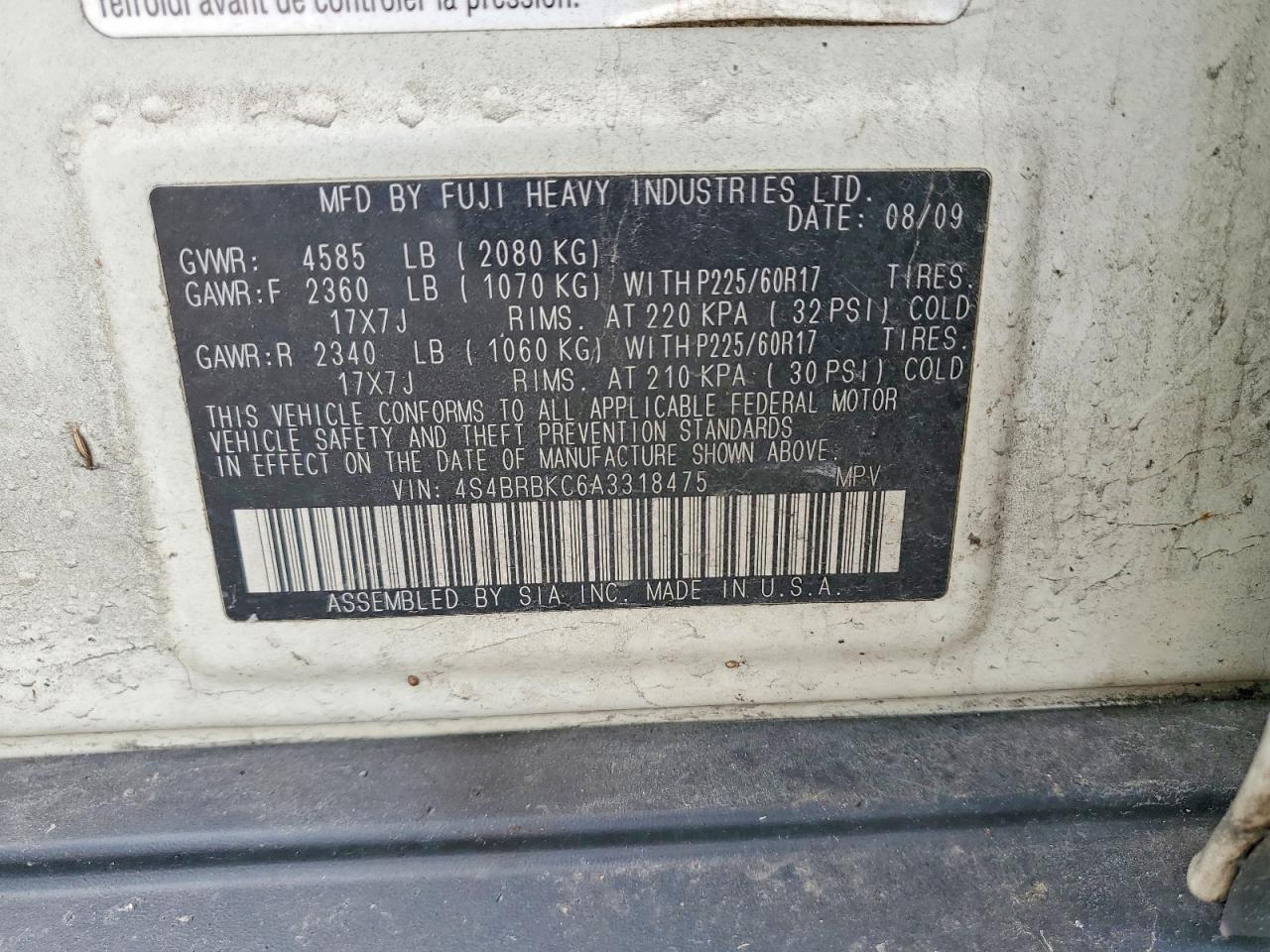 2010 SUBARU OUTBACK 2.5I LIMITED photo 27