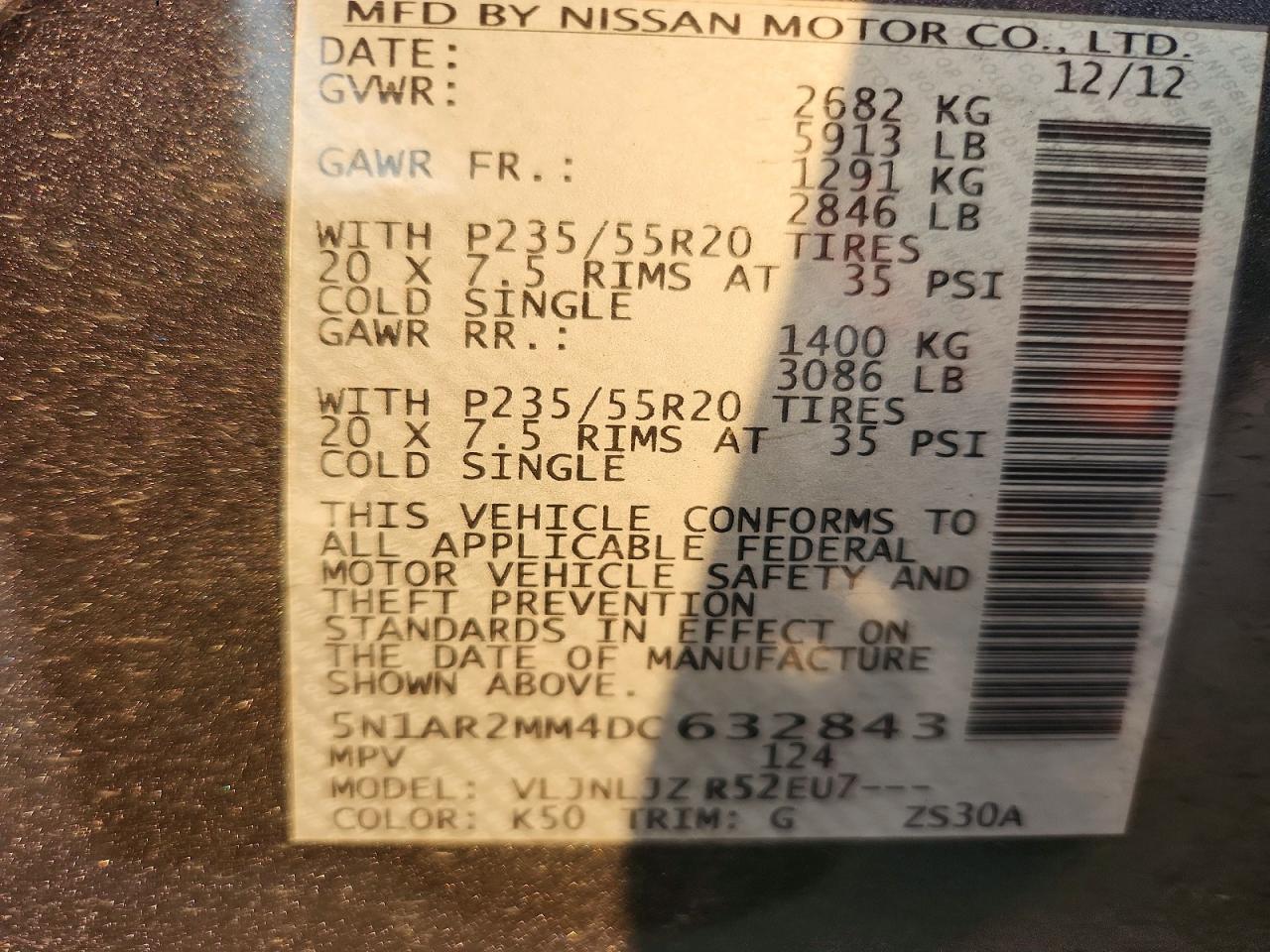 2013 NISSAN PATHFINDER S photo 37