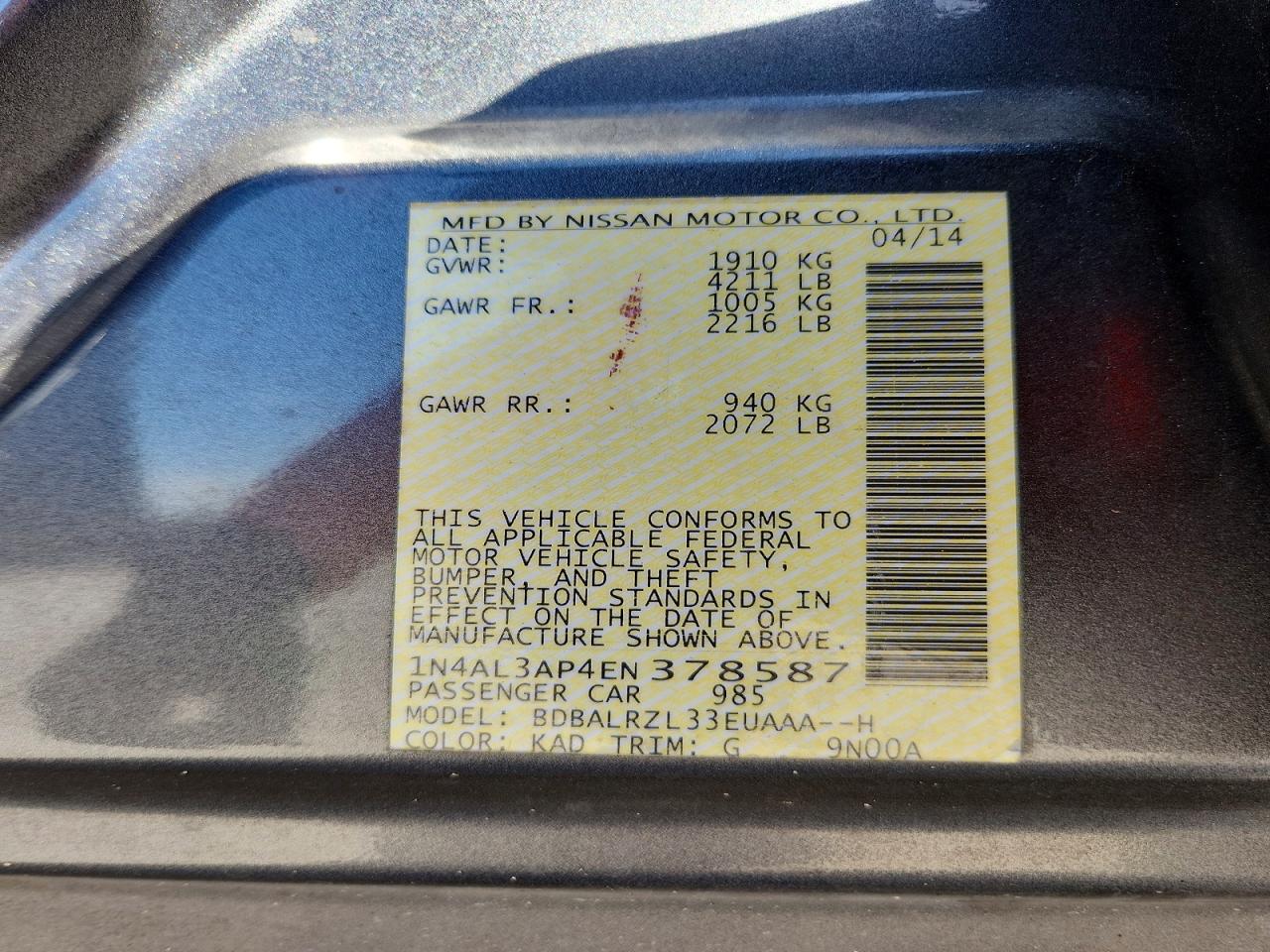 2014 NISSAN ALTIMA 2.5 photo 13