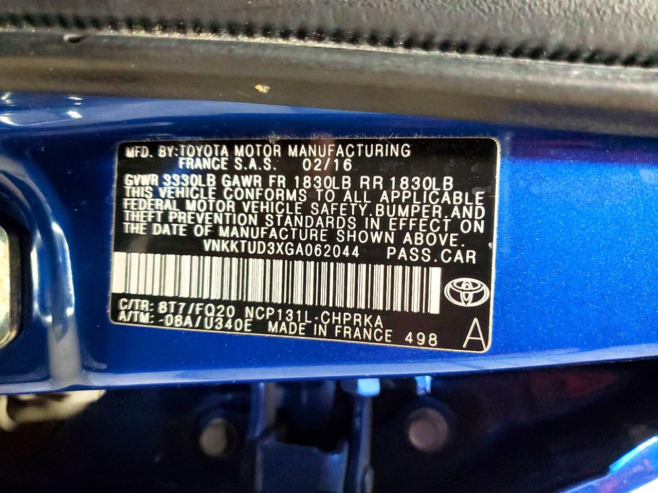 2016 TOYOTA YARIS 5-DOOR L photo 12