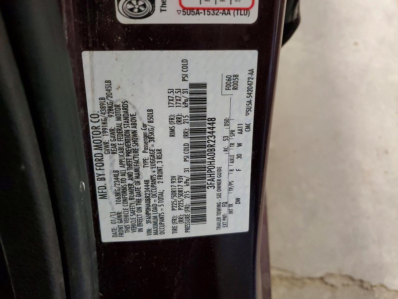 2011 FORD FUSION SE photo 23