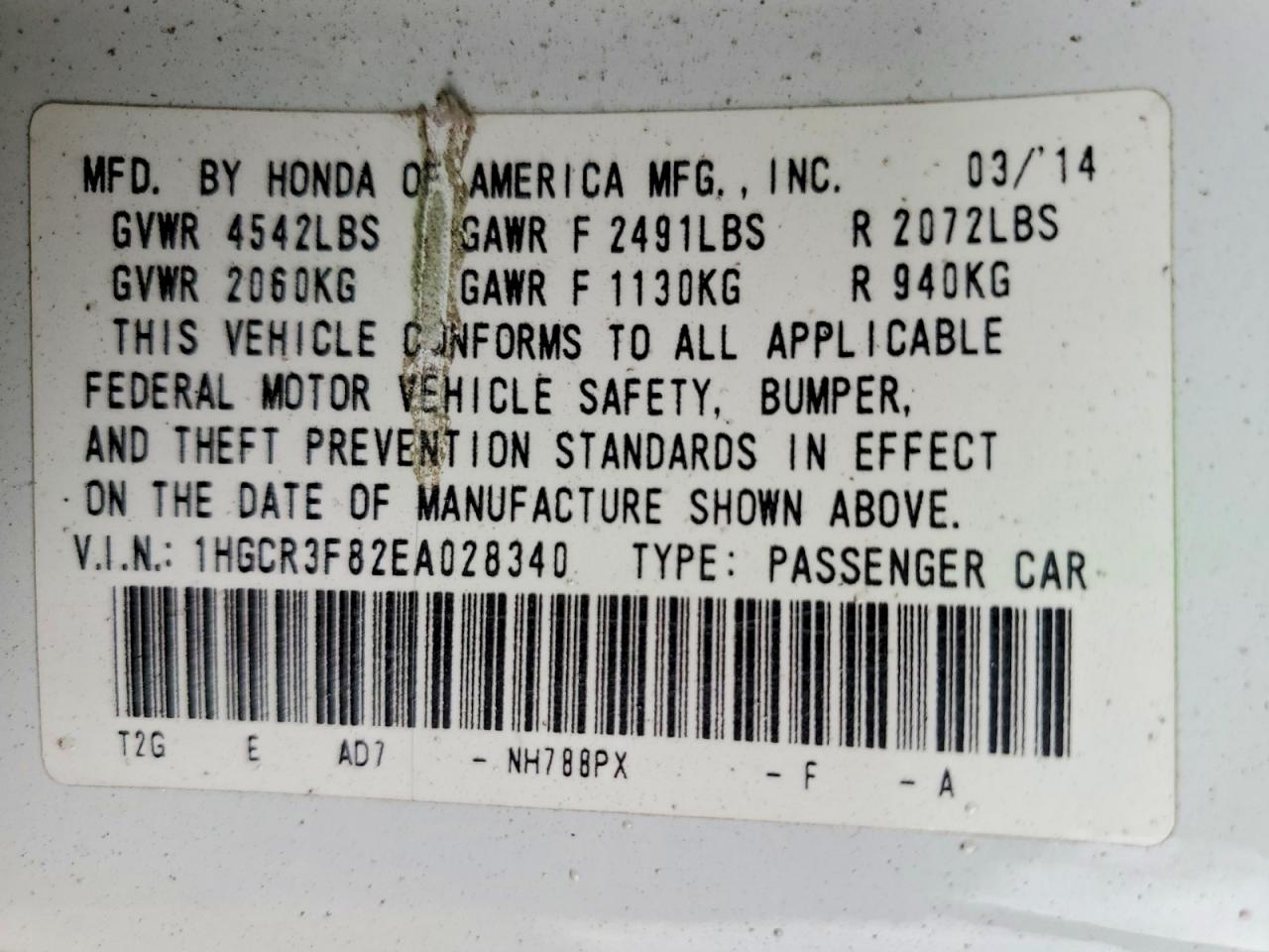 2014 HONDA ACCORD EXL photo 25
