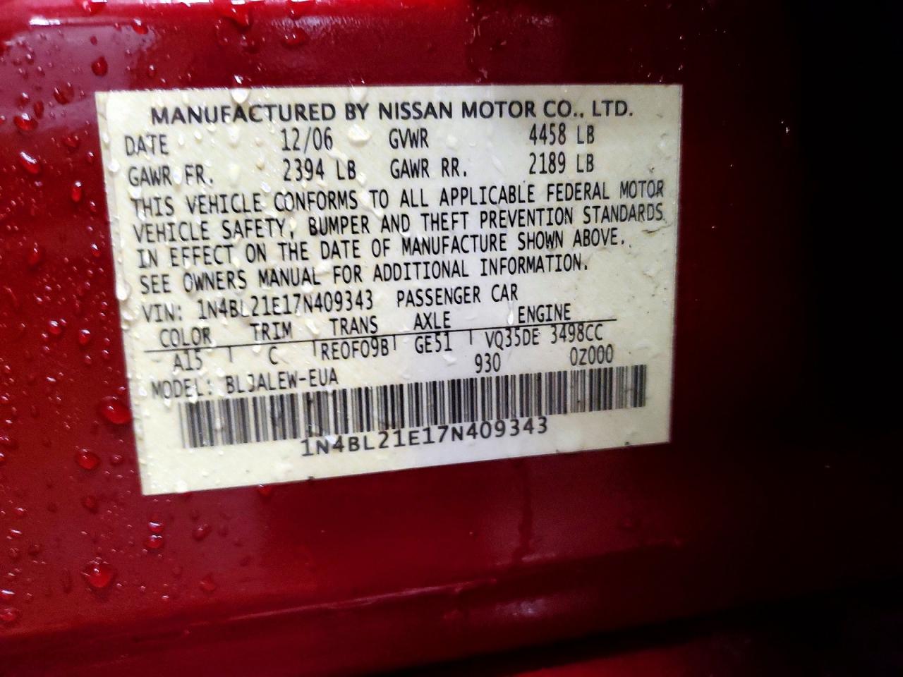 2007 NISSAN ALTIMA 3.5 SE photo 37