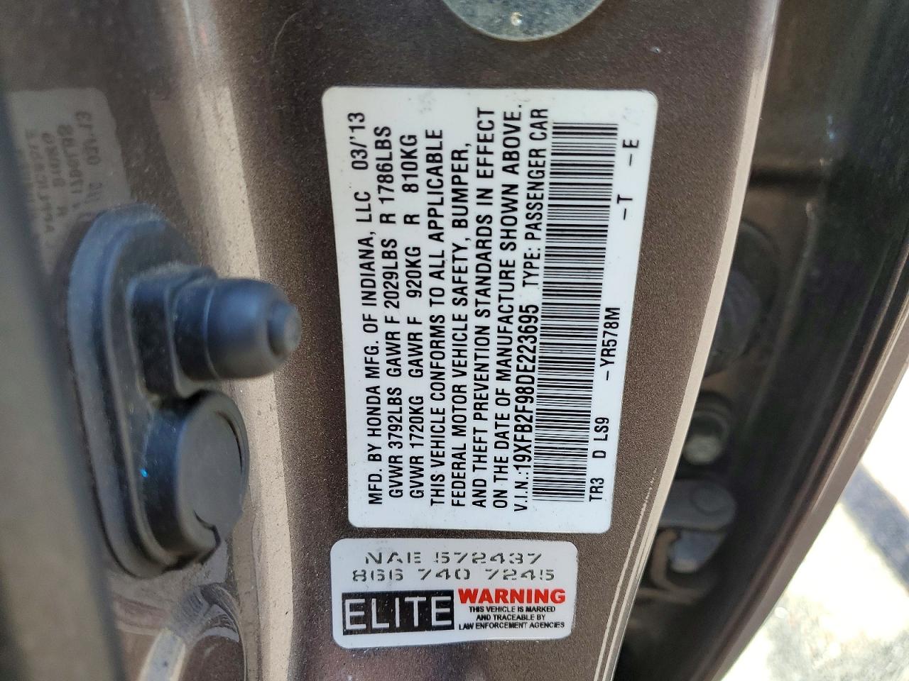 2013 HONDA CIVIC EXL photo 34