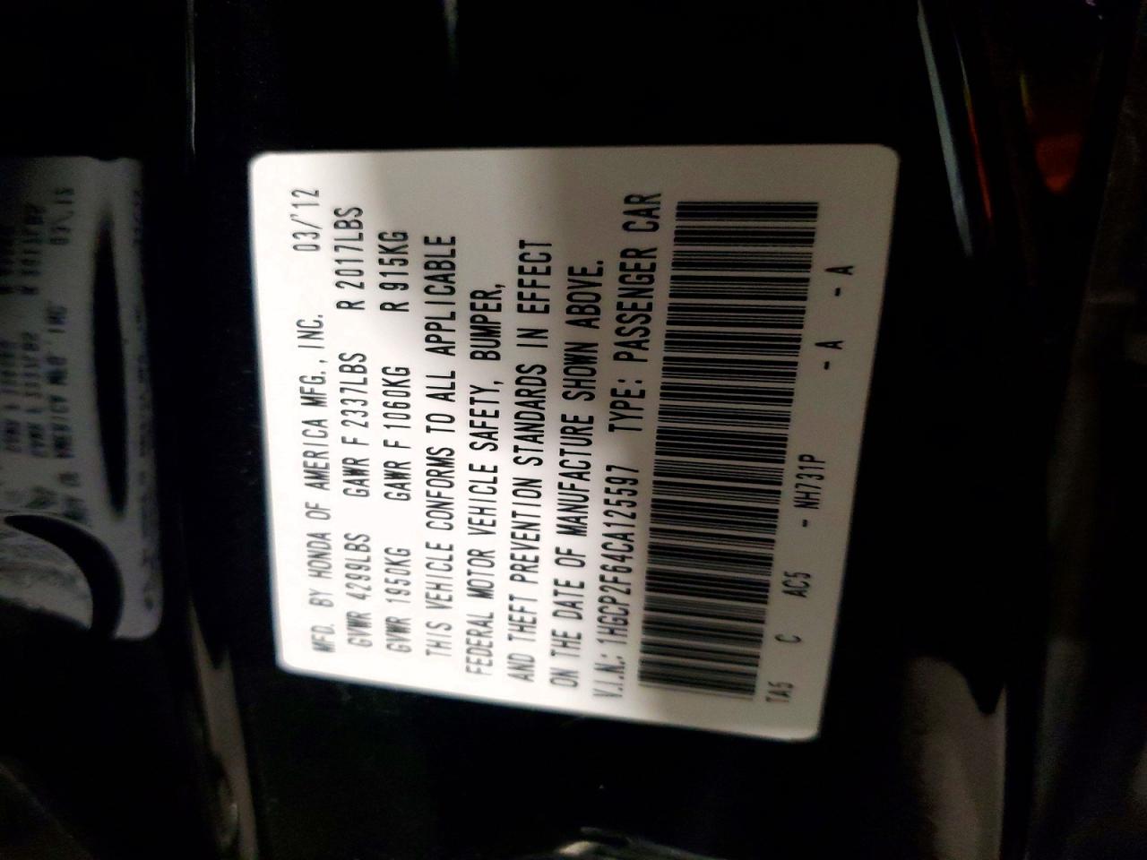 2012 HONDA ACCORD SE photo 34