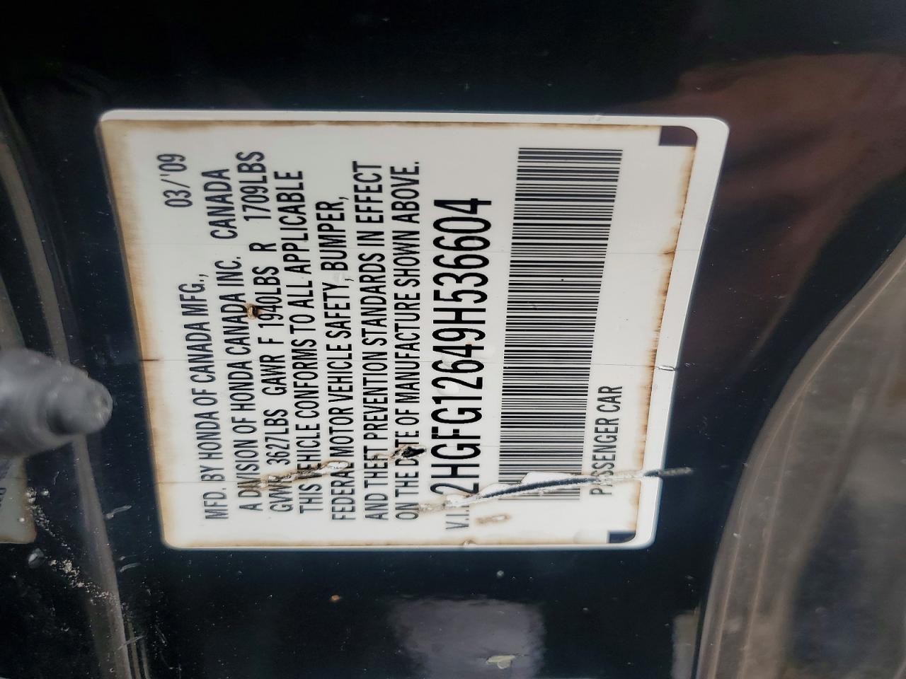 2009 HONDA CIVIC LX photo 34