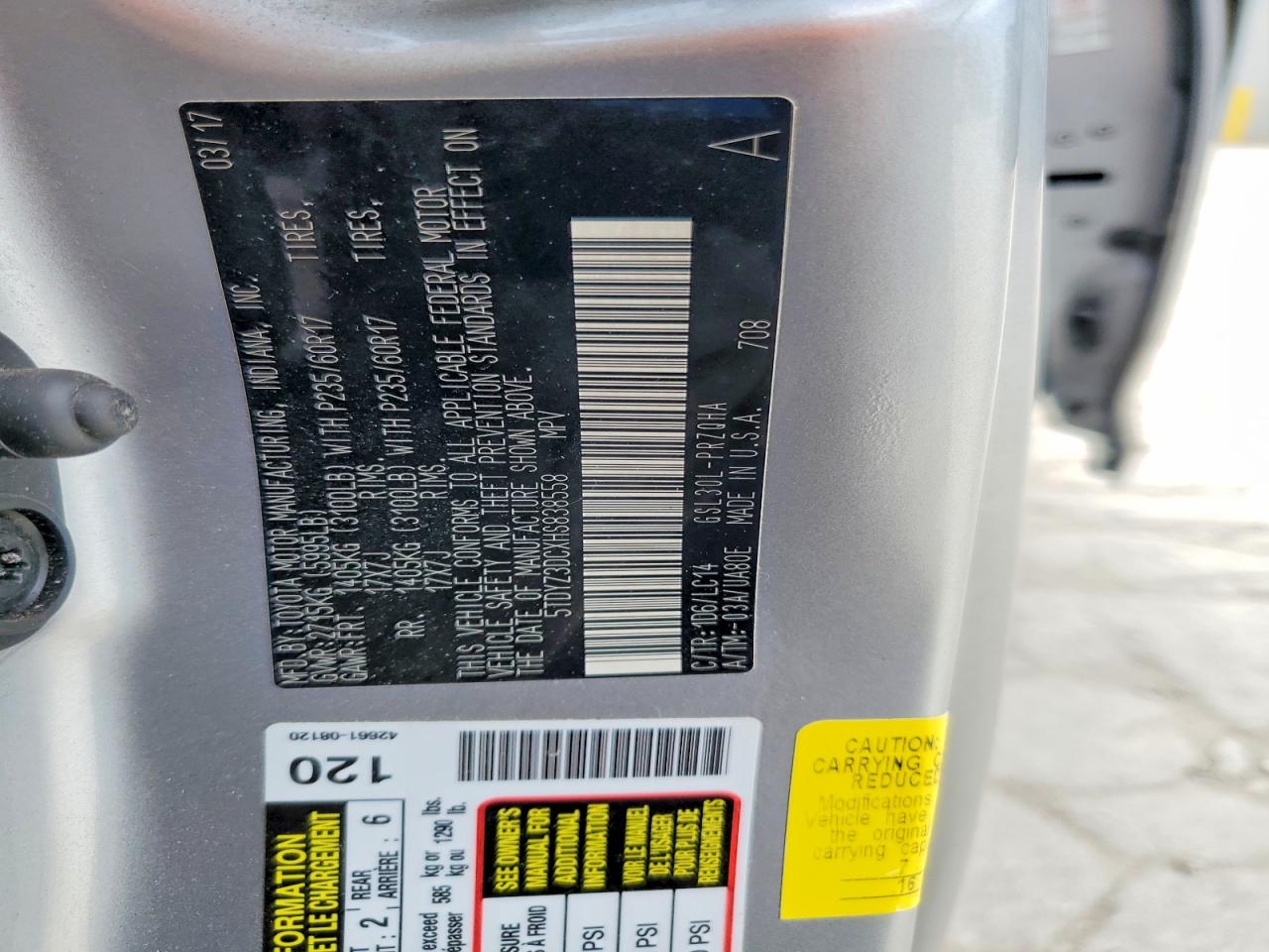 2017 TOYOTA SIENNA XLE 8-PASSENGER photo 13
