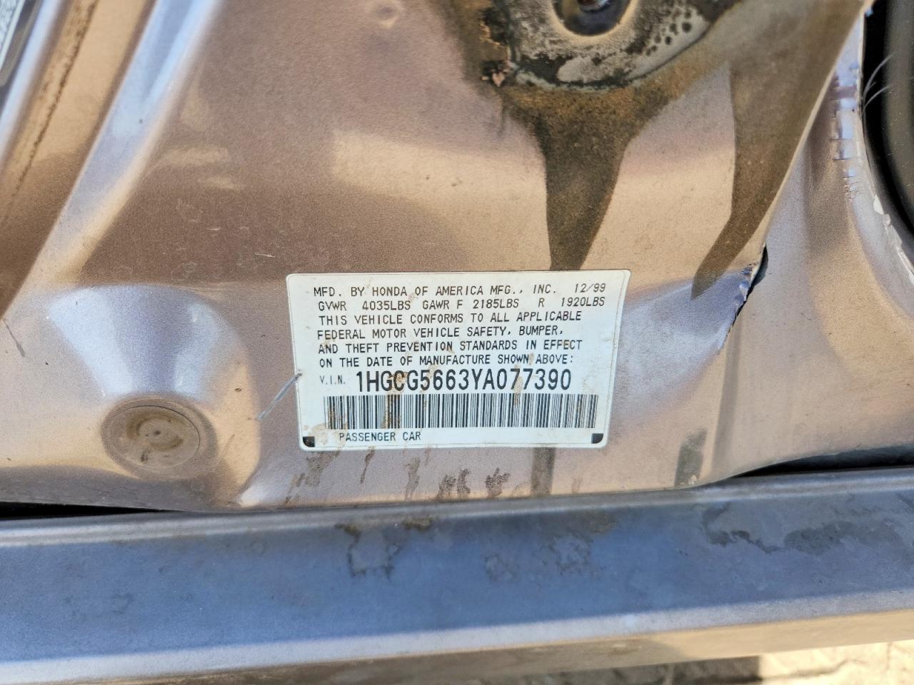 2000 HONDA ACCORD photo 25