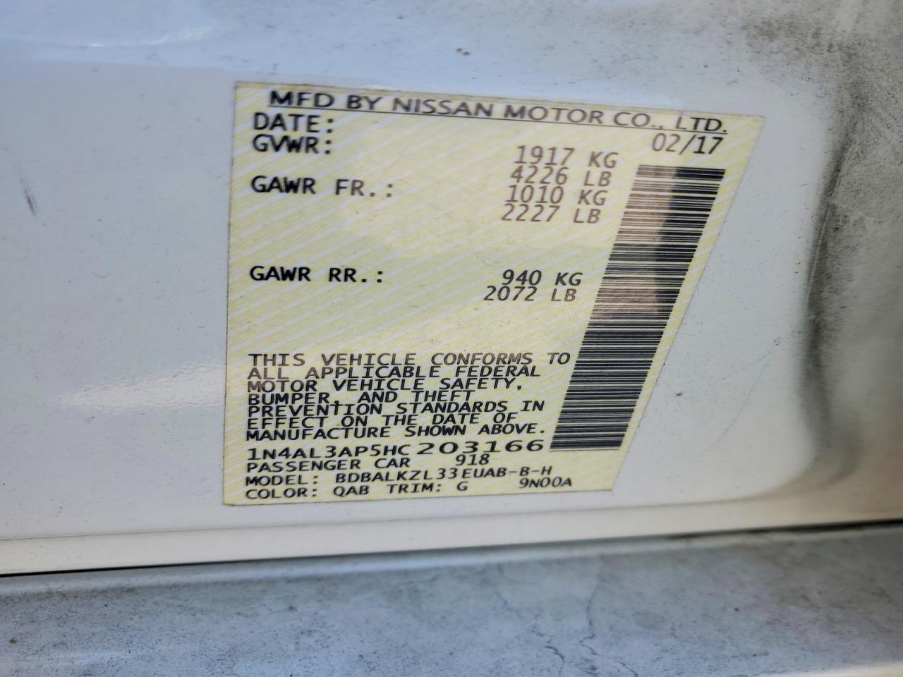 2017 NISSAN ALTIMA 2.5 SV photo 23