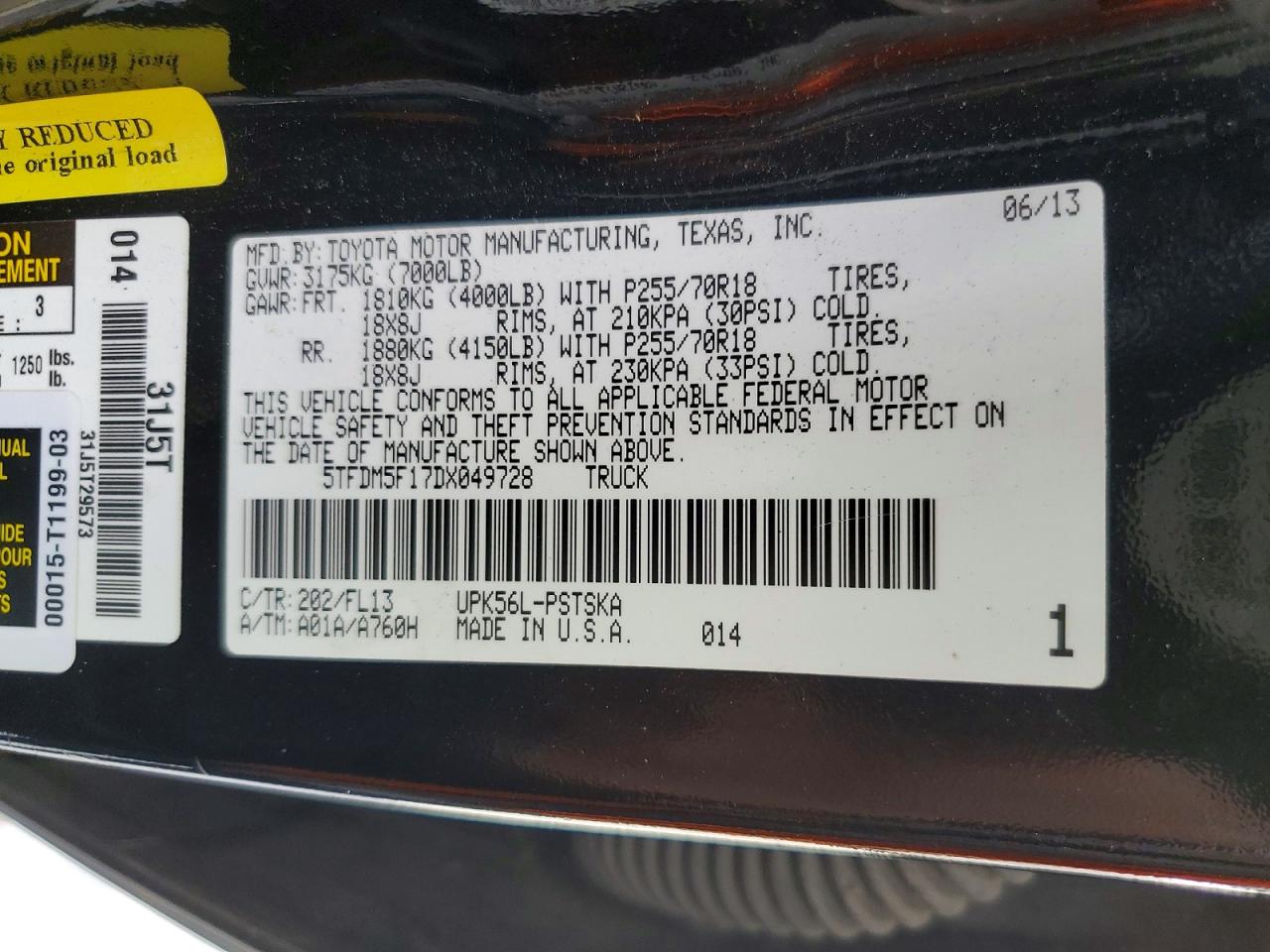 2013 TOYOTA TUNDRA GRADE photo 34