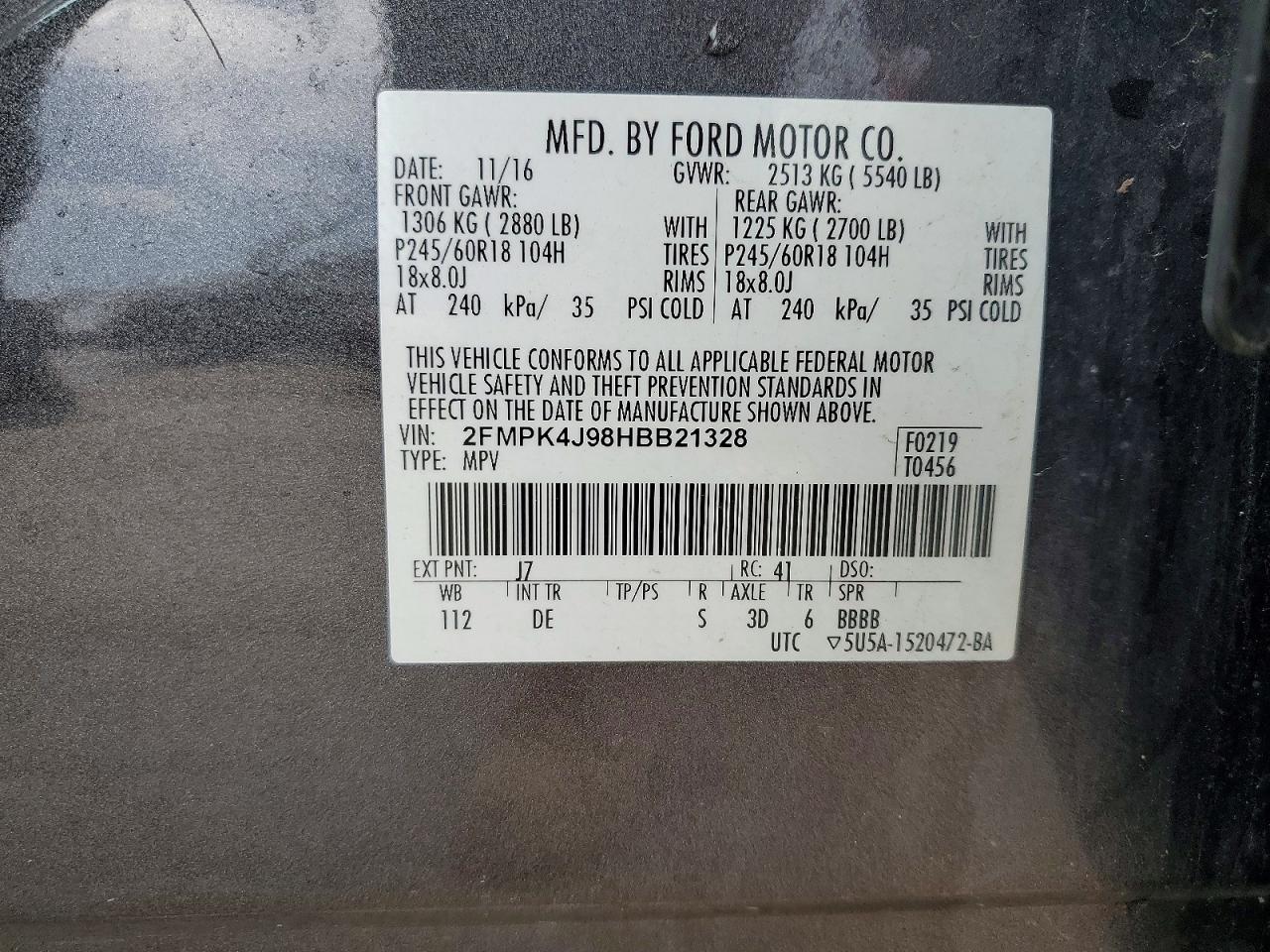 2017 FORD EDGE SEL photo 27