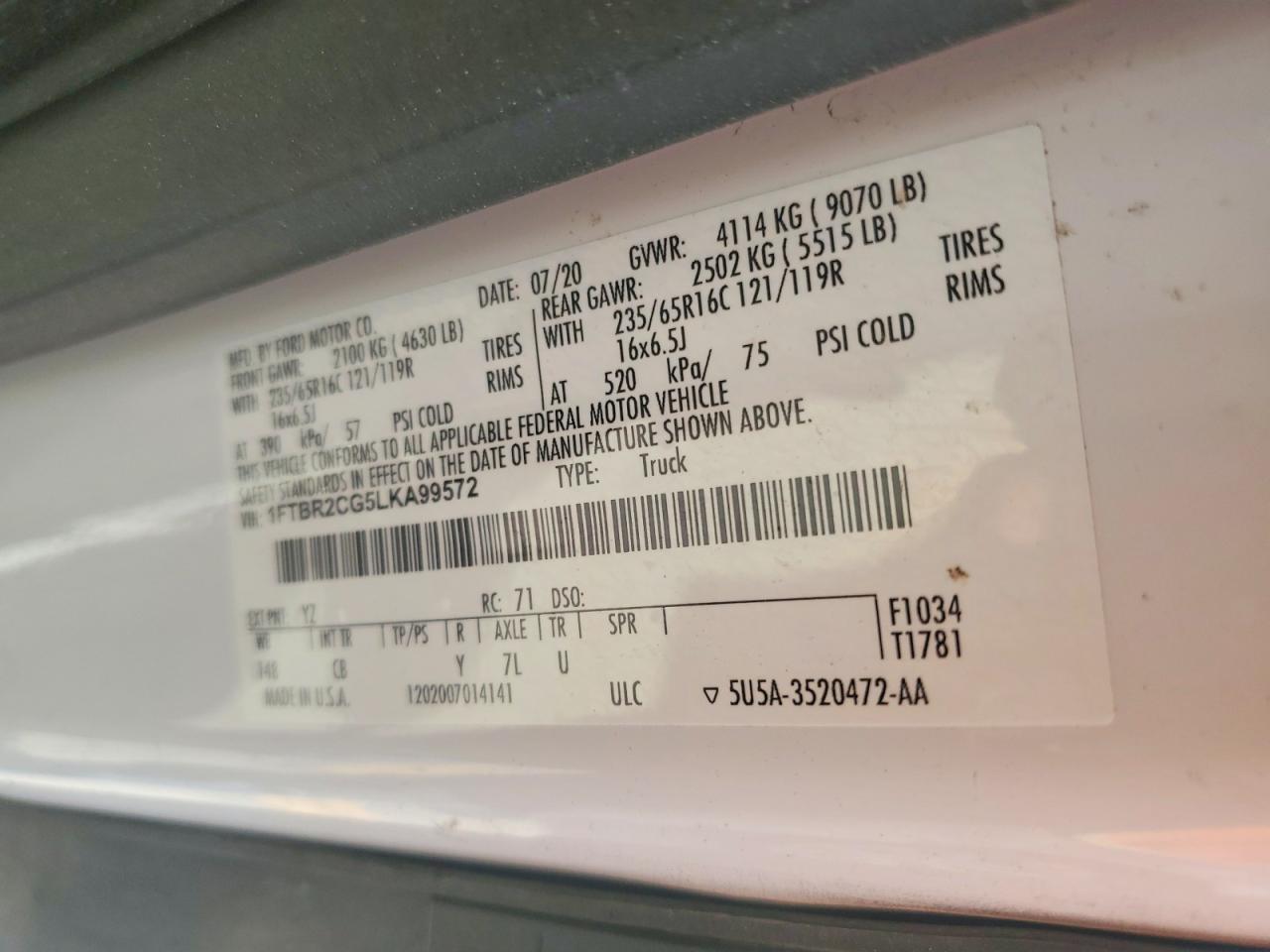 2020 FORD TRANSIT 250 DELIVERY VAN photo 28