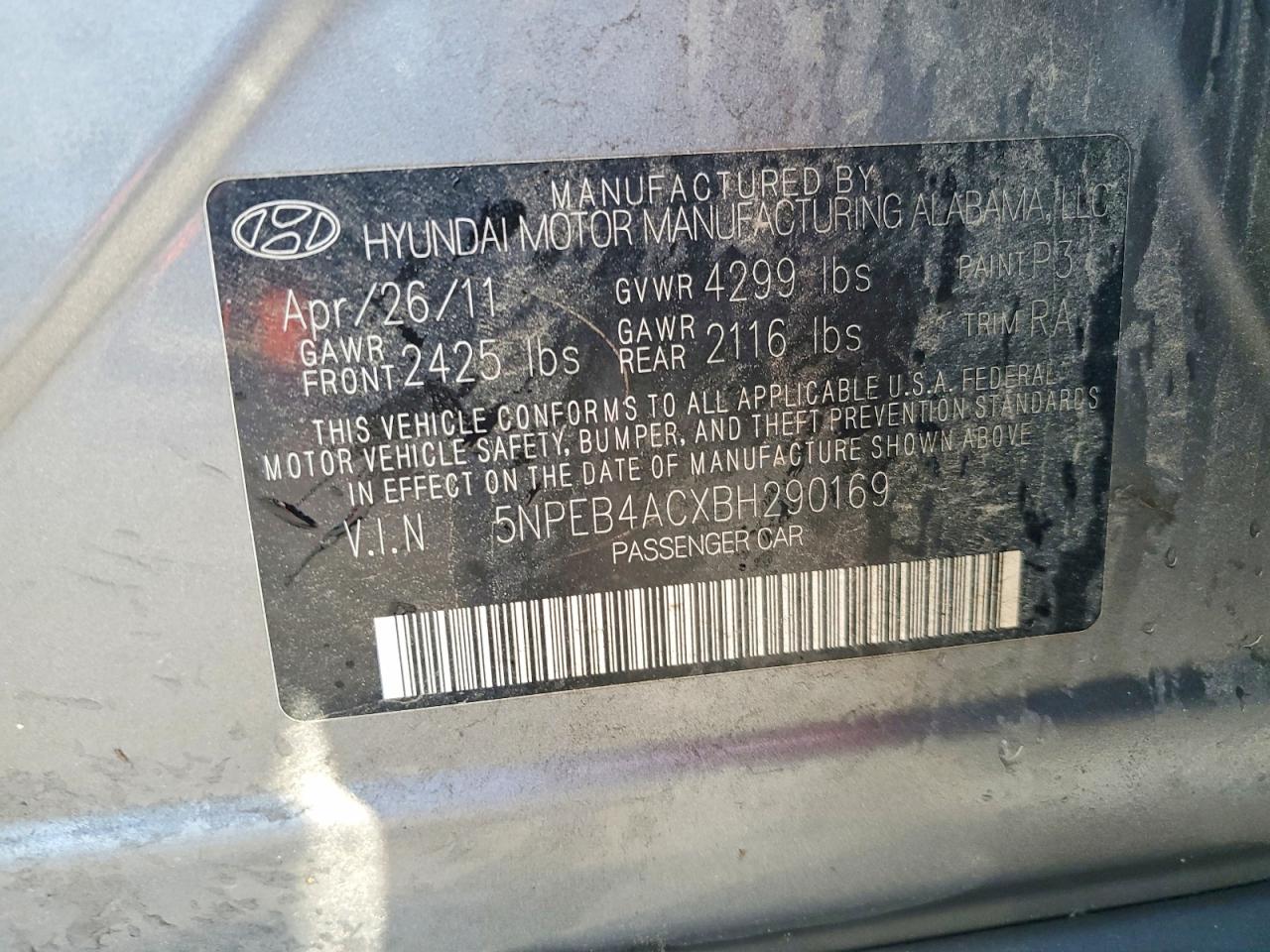 2011 HYUNDAI SONATA GLS photo 12
