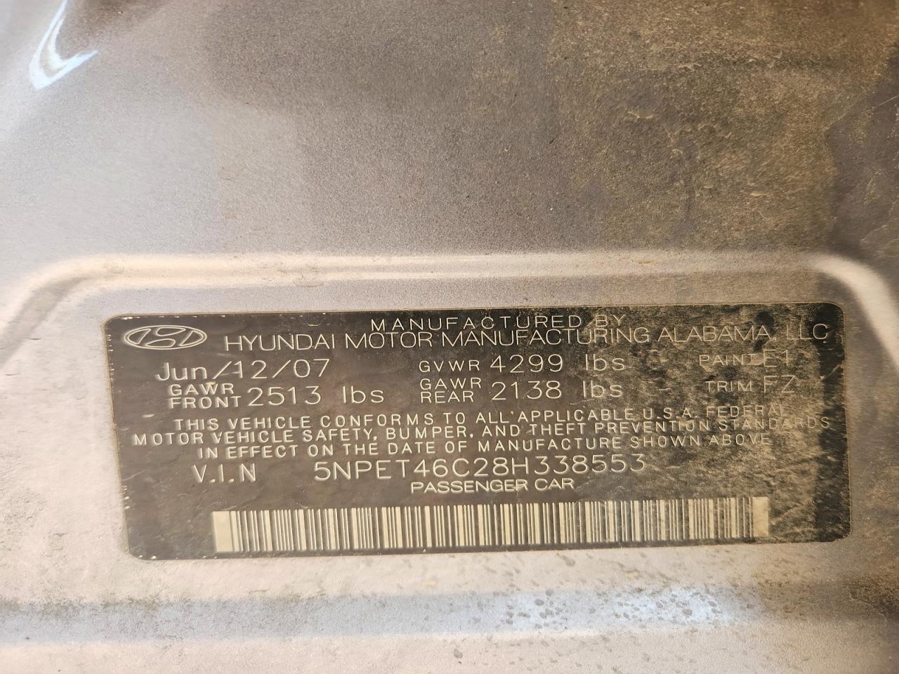 2008 HYUNDAI SONATA GLS photo 25