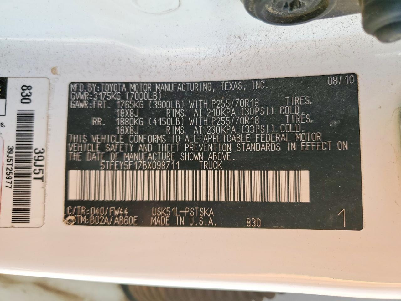 2011 TOYOTA TUNDRA GRADE photo 23