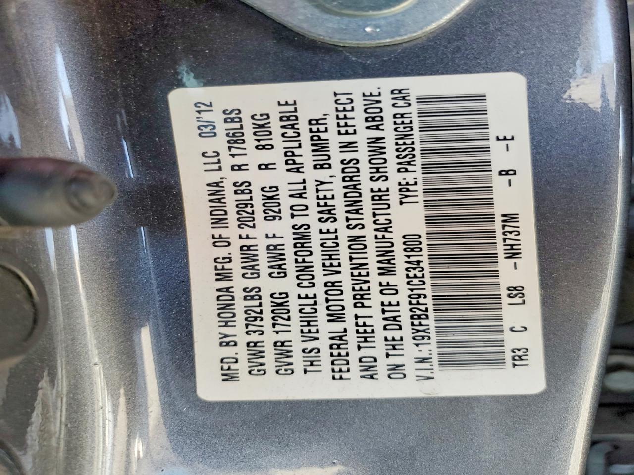 2012 HONDA CIVIC EXL photo 23