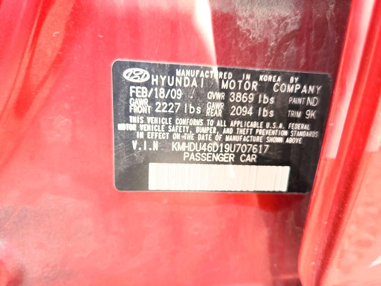 2009 HYUNDAI ELANTRA GLS photo 23