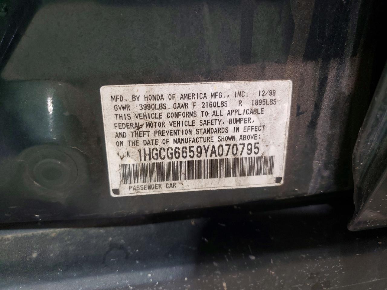 2000 HONDA ACCORD LX photo 34
