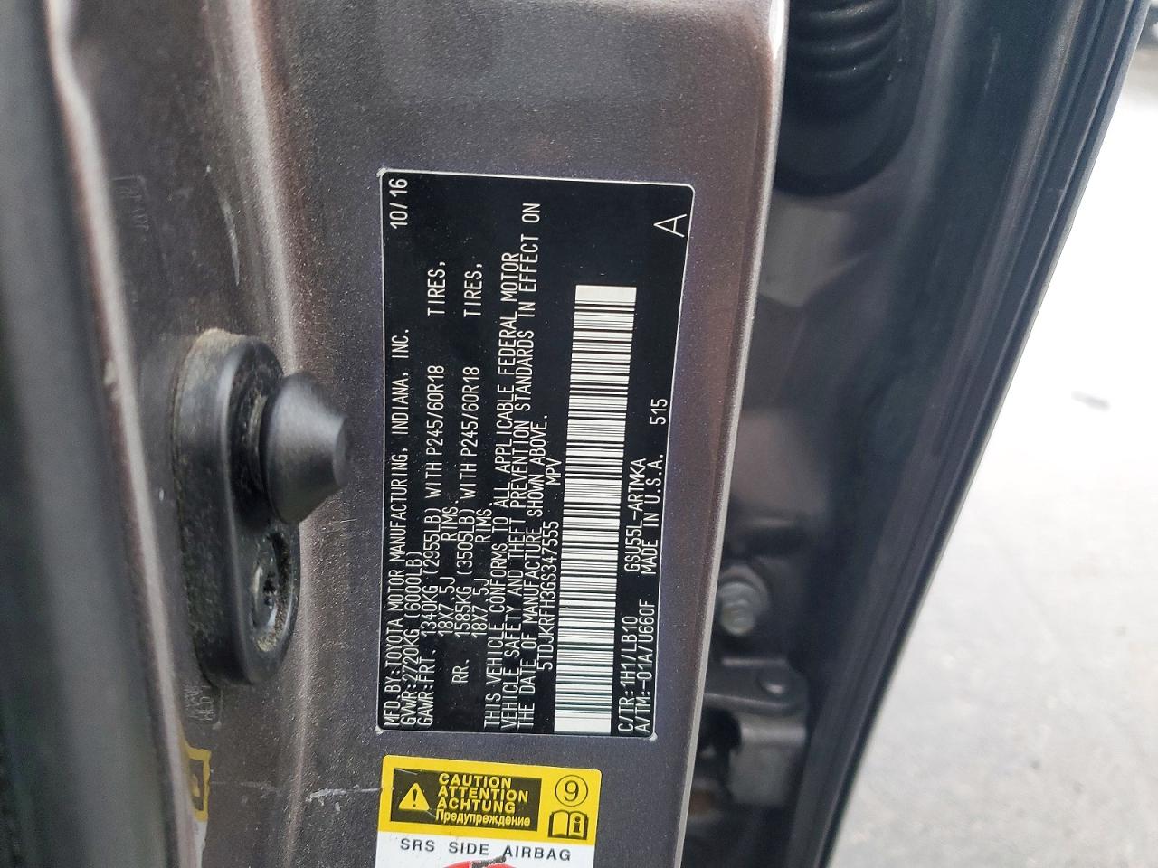 2016 TOYOTA HIGHLANDER XLE photo 37
