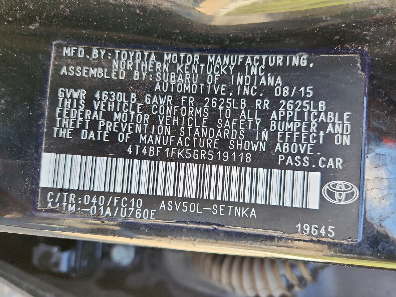 2016 TOYOTA CAMRY LE photo 25