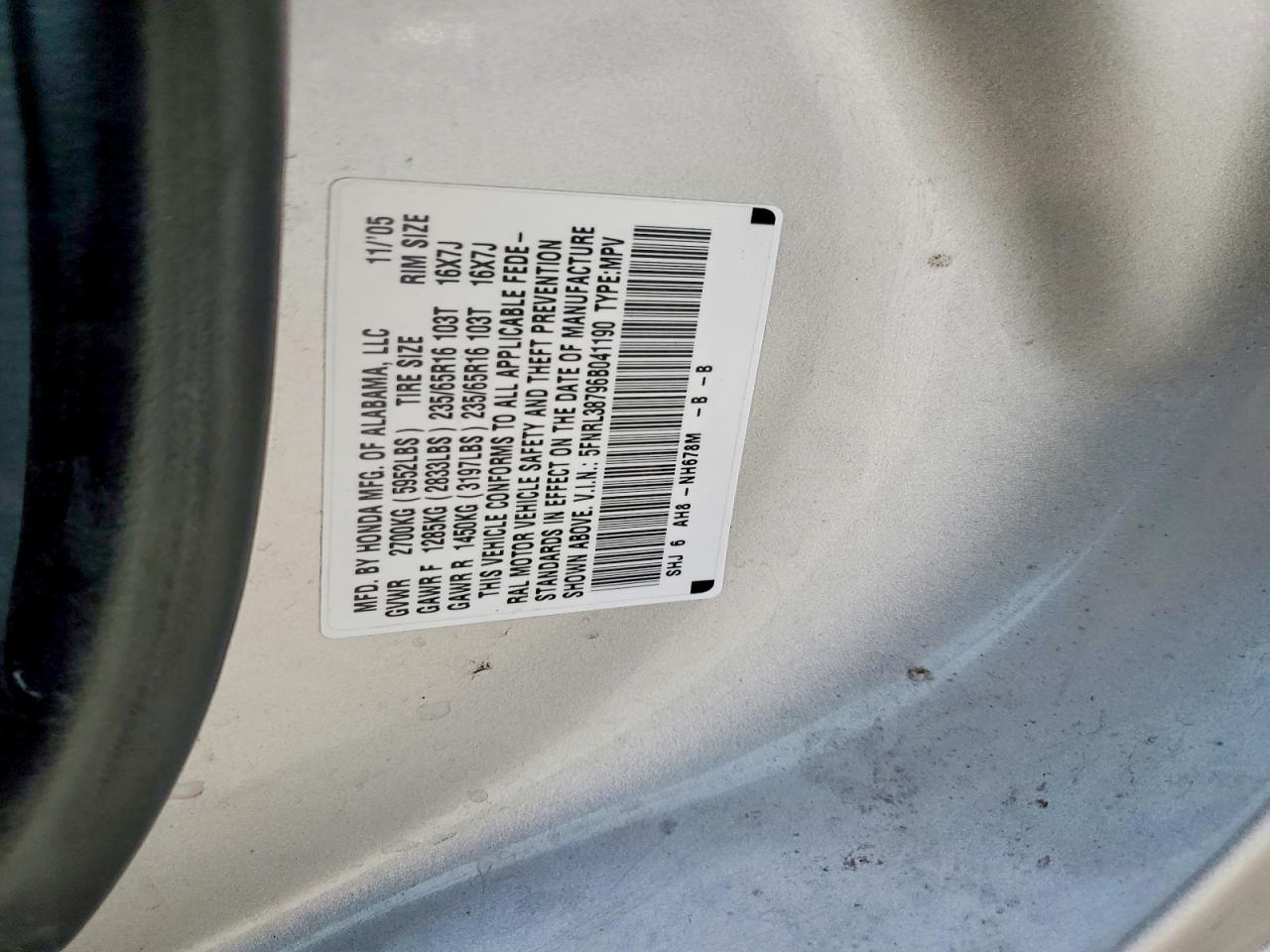 2006 HONDA ODYSSEY EXL photo 25