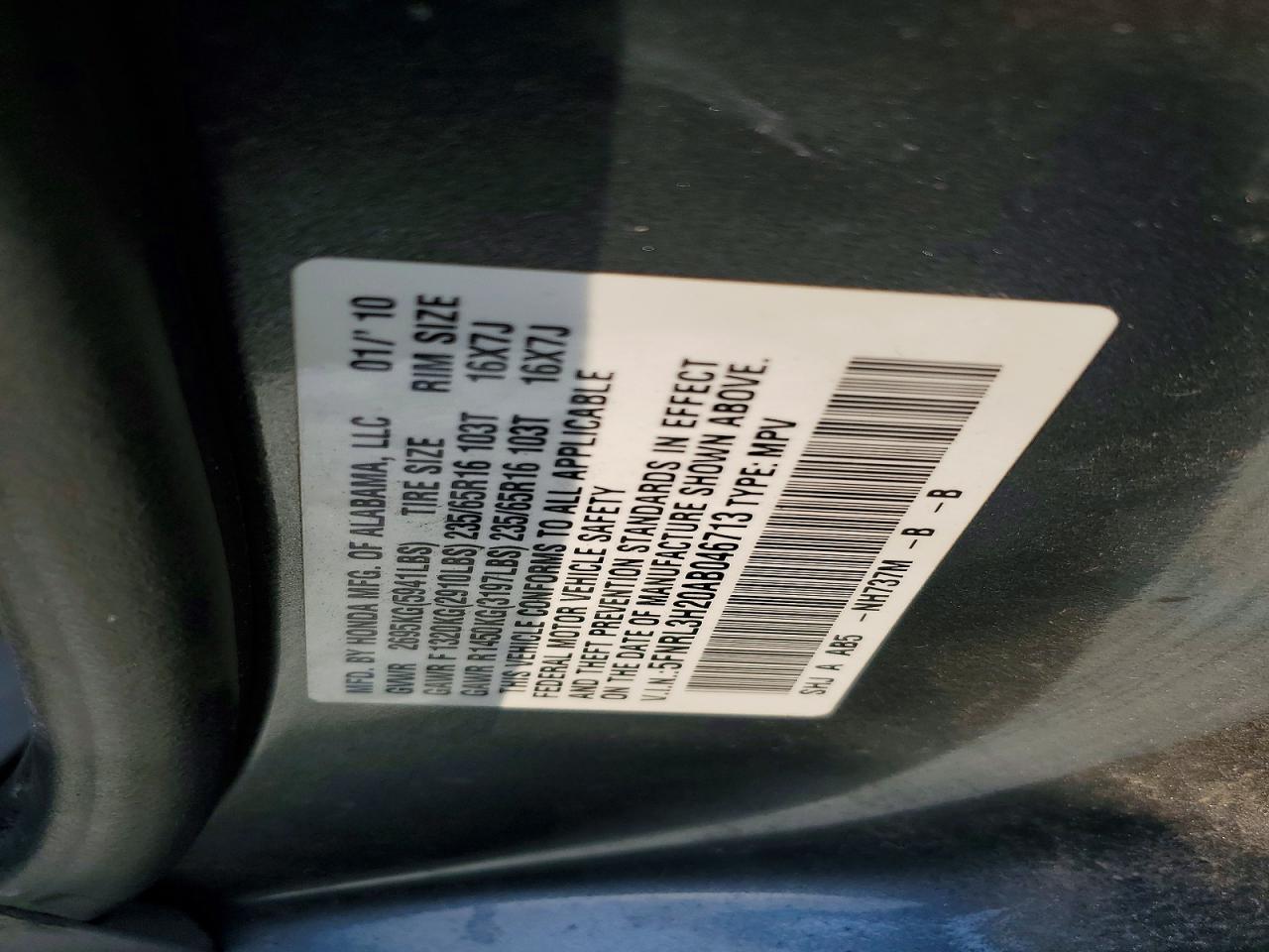 2010 HONDA ODYSSEY LX photo 37