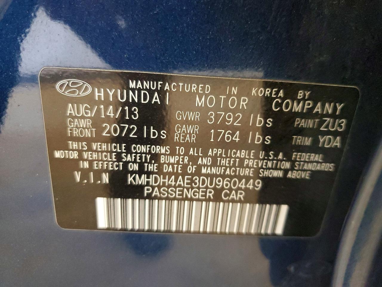 2013 HYUNDAI ELANTRA GLS photo 12
