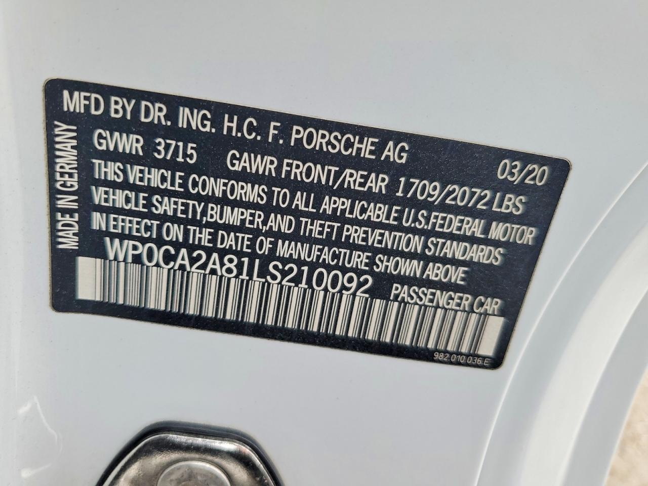 2020 PORSCHE BOXSTER BASE photo 12