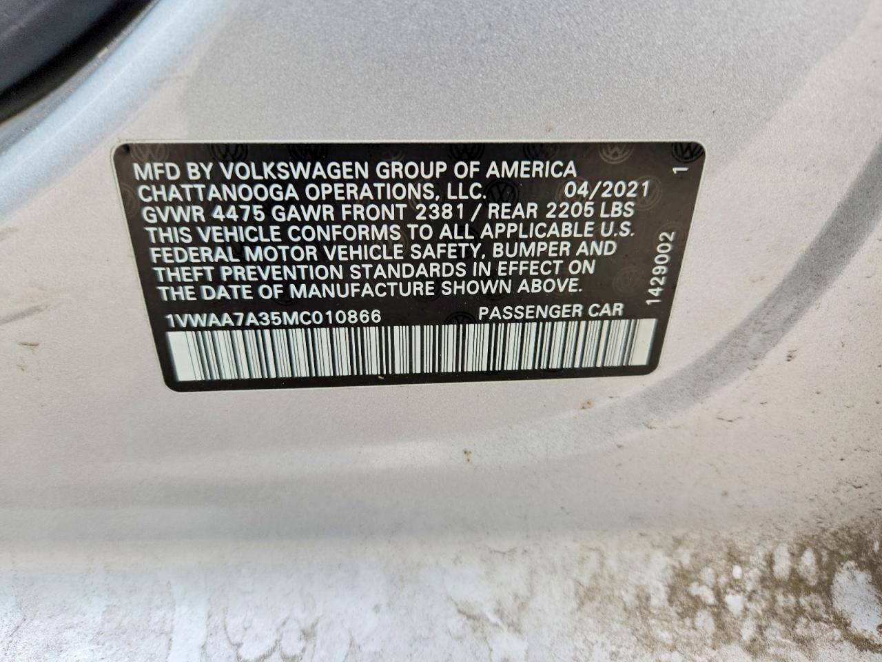 2021 VOLKSWAGEN PASSAT S photo 34
