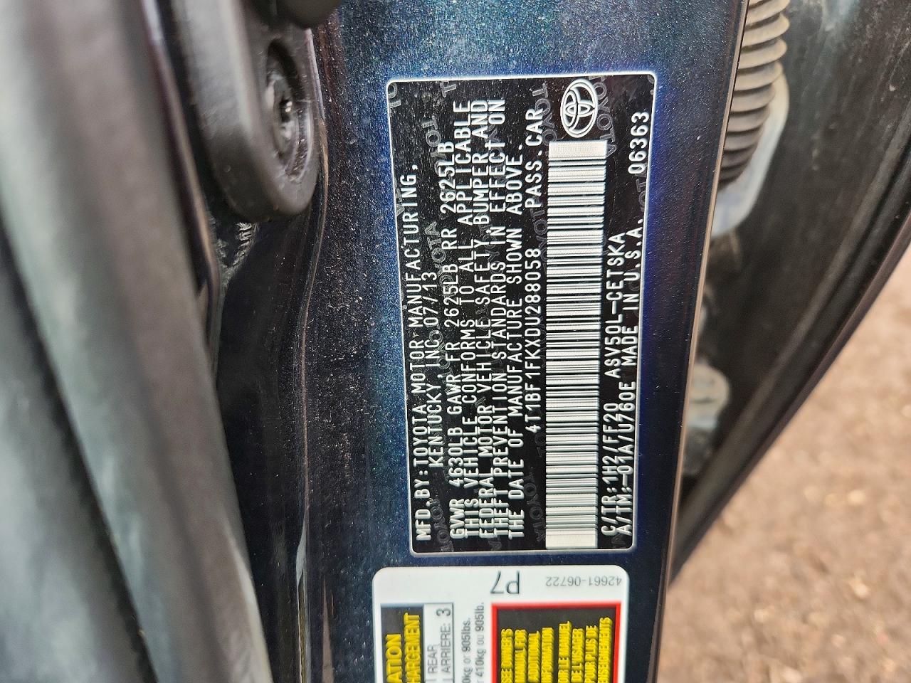2013 TOYOTA CAMRY SE photo 12