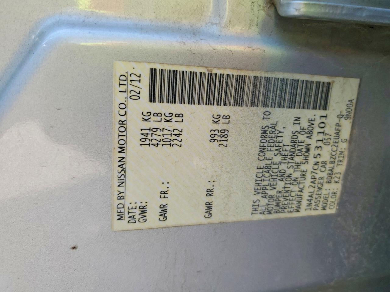 2012 NISSAN ALTIMA 2.5 photo 23