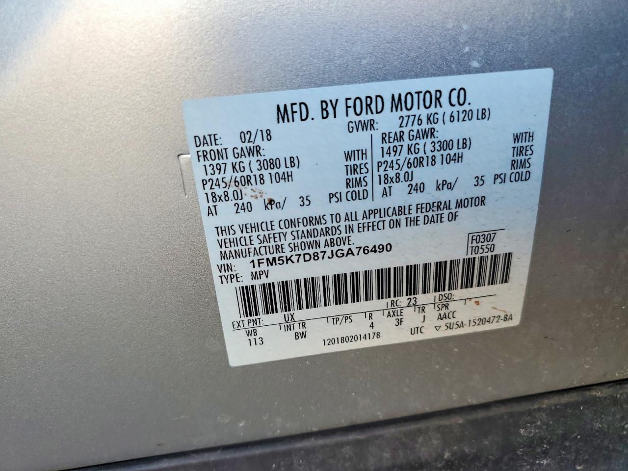 2018 FORD EXPLORER XLT photo 12