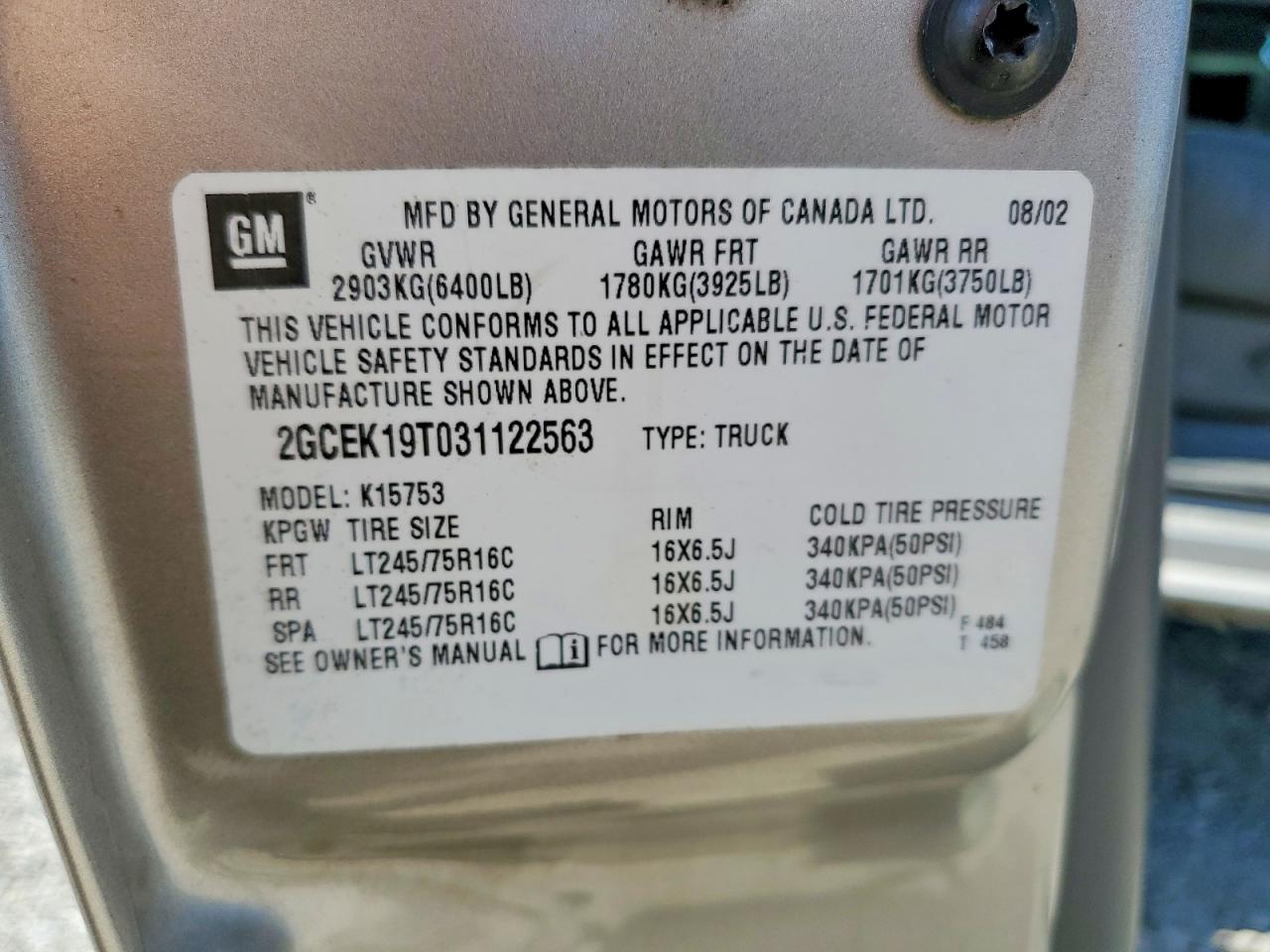 2003 CHEVROLET SILVERADO K1500 photo 23