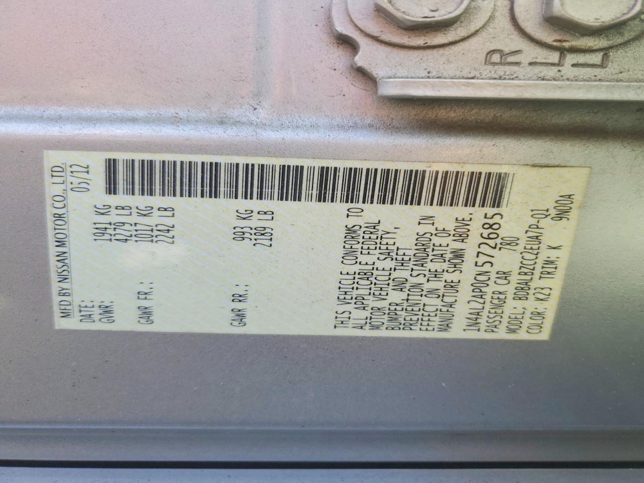 2012 NISSAN ALTIMA 2.5 photo 23