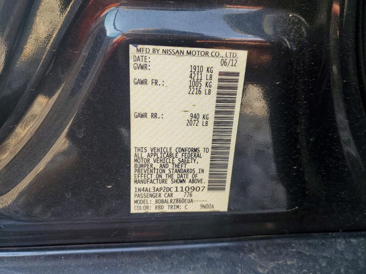 2013 NISSAN ALTIMA 2.5 photo 12