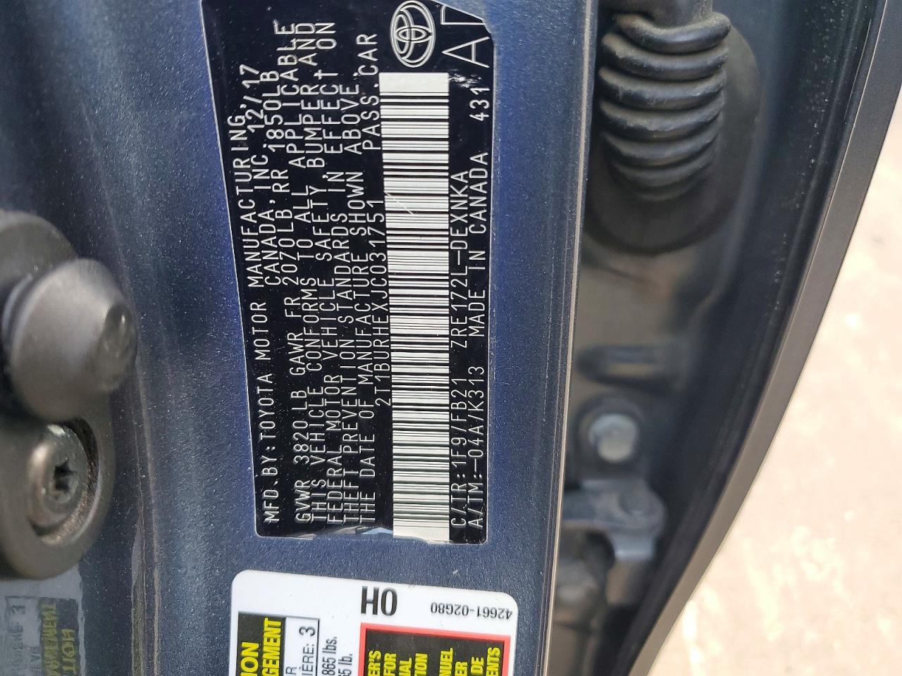 2018 TOYOTA COROLLA LE photo 23