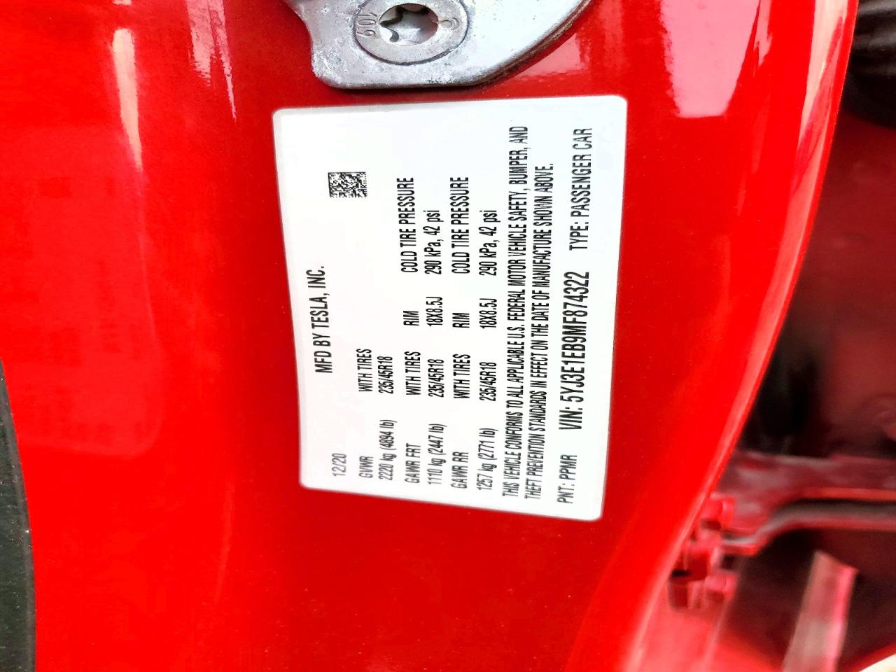 2021 TESLA MODEL 3 photo 12