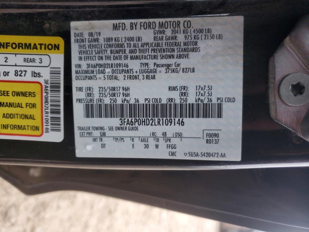 2020 FORD FUSION SE photo 23