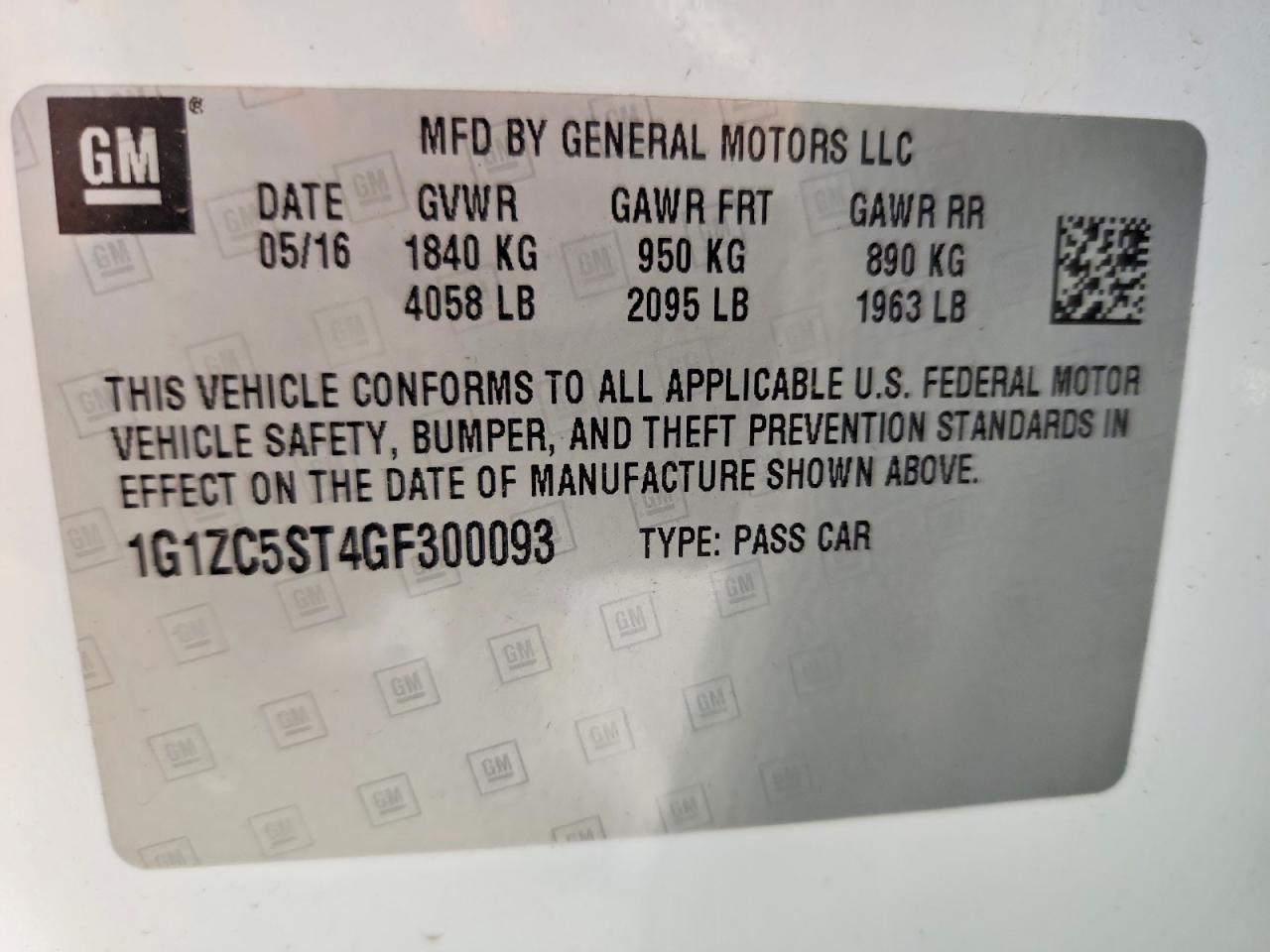 2016 CHEVROLET MALIBU LS photo 12