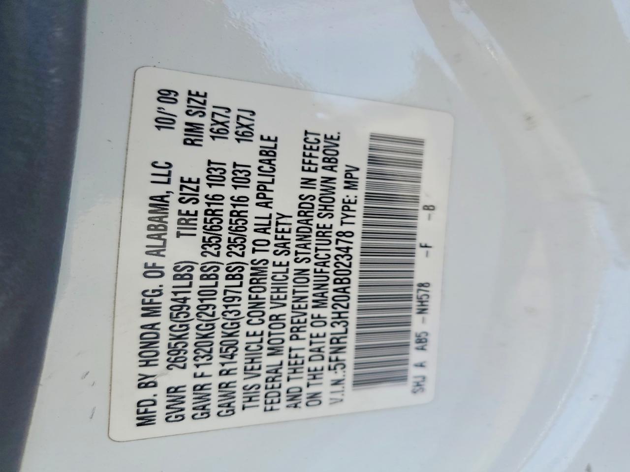 2010 HONDA ODYSSEY LX photo 25
