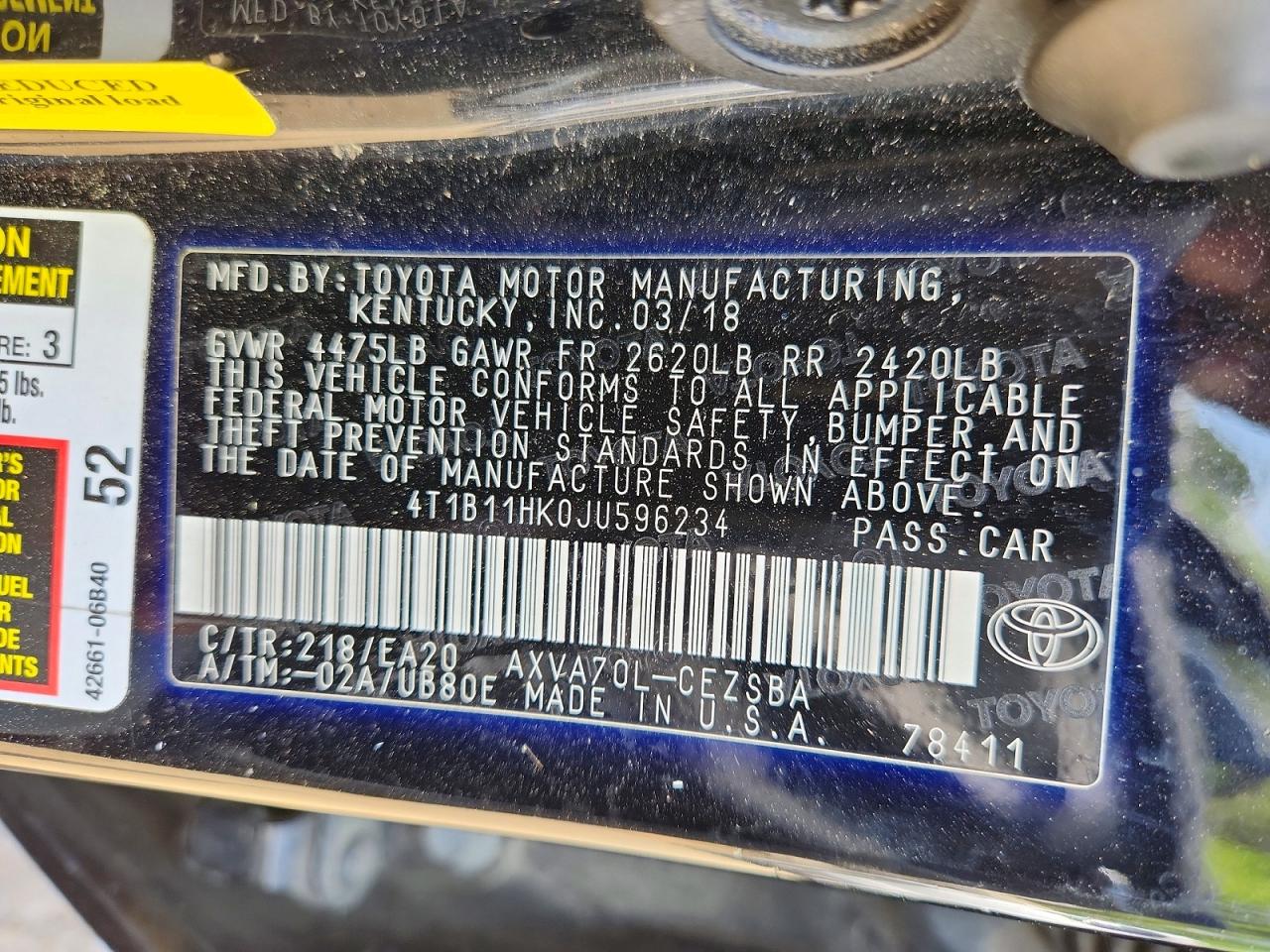2018 TOYOTA CAMRY SE photo 34