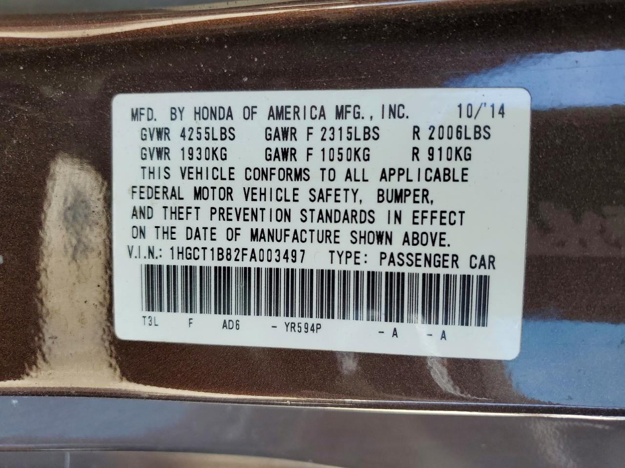 2015 HONDA ACCORD EXL photo 23