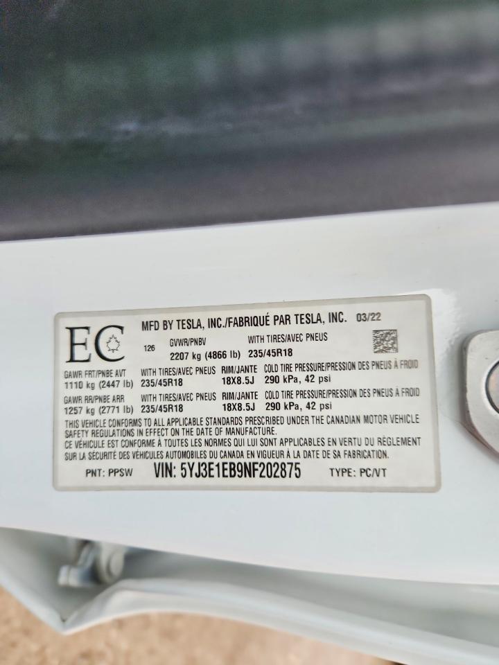 2022 TESLA MODEL 3 photo 25